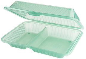 Eco-Takeouts Behälter grün 2 Fächer 21 x 25,5 x 7,5 cm - CPGASTRO