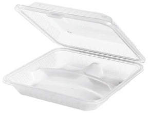 Eco-Takeouts Behälter weiß 3 Fächer 23 x 23,5 x 6,5 cm - CPGASTRO