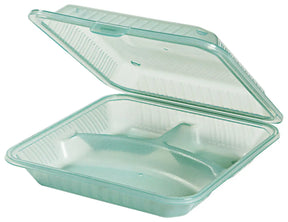 Eco-Takeouts Behälter grün 3 Fächer 23 x 23,5 x 6,5 cm - CPGASTRO