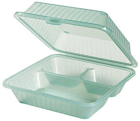 Eco-Takeouts Behälter grün 3 Fächer 23 x 23 x 9 cm 12er Pack - CPGASTRO