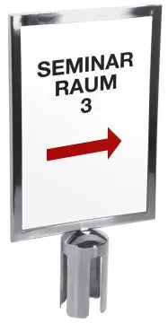 Schild auf Gurtabsperrpfosten Contacto - CPGASTRO