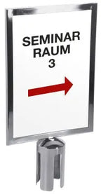 Edelstahl Schild auf Gurtabsperrpfosten - CPGASTRO