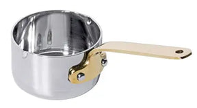Stielkasserolle flach 5 cm Edelstahl mit Messinggriff - CPGASTRO
