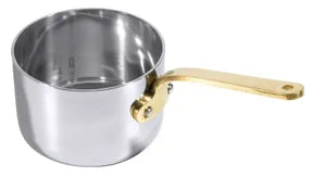Stielkasserolle tief 6,5 cm Edelstahl mit Messinggriff - CPGASTRO