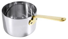 Stielkasserolle tief 8,5 cm Edelstahl mit Messinggriff - CPGASTRO