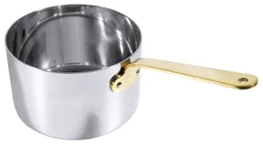 Stielkasserolle tief 12 cm Edelstahl mit Messinggriff - CPGASTRO