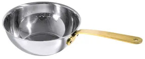 Mini Wok aus Edelstahl 12 cm mit Stiel aus Messing - CPGASTRO