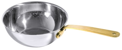 Mini Wok aus Edelstahl 14 cm mit Stiel aus Messing Contacto - CPGASTRO
