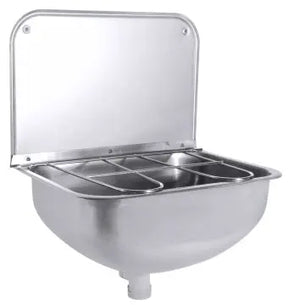 Edelstahl Ausgussbecken mit Ablegerost mit Bodenventil mit Konsole - CPGASTRO
