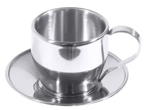 Edelstahl Cappuccinotasse 0,18 l mit Untertasse - CPGASTRO