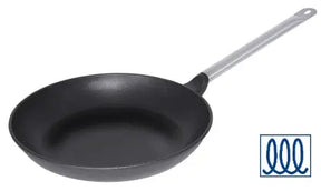 Edelstahl Aluminiumguss-Pfanne 24 cm Lyoneser Form induktionsfähig - CPGASTRO