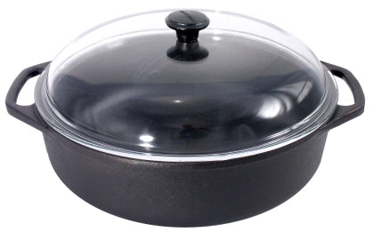 Eisenguss-Bräter rund 3 l mit Glasdeckel 24 cm Contacto - CPGASTRO