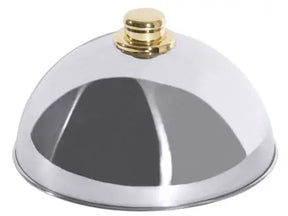 Edelstahl Tellerglocke 25 cm mit goldfarbenen Griffknopf - CPGASTRO