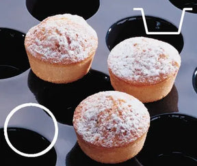 Backmatte Minimuffins 51x29 mm Flexipan schwarz 60 x 40 cm - CPGASTRO