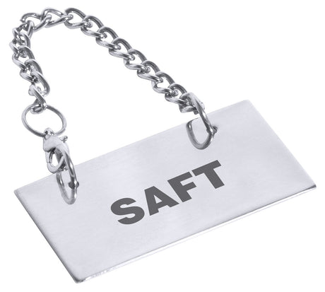 Contacto Edelstahl Schild für Kannen: SAFT 