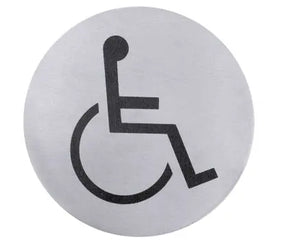 Edelstahl Toiletten-Türsymbol ROLLSTUHLFAHRER Ø 7,5cm - CPGASTRO