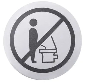 Edelstahl Toiletten-Türsymbol BITTE SETZEN Ø 7,5cm - CPGASTRO