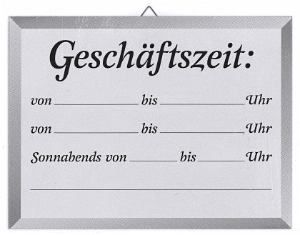 Schild GESCHÄFTSZEIT 18x24cm Contacto - CPGASTRO