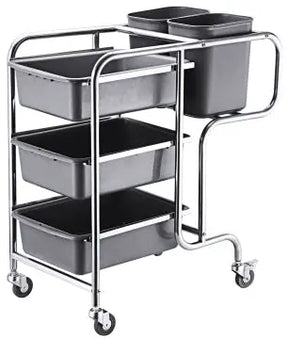 Edelstahl Abräumwagen mit drei Geschirrwannen - CPGASTRO
