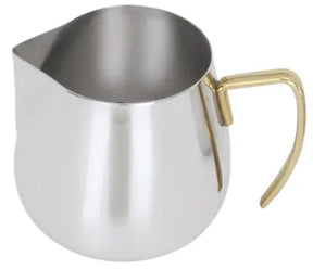 Edelstahl Sahnegießer/ Milchkännchen mit vergoldetem Griff - CPGASTRO
