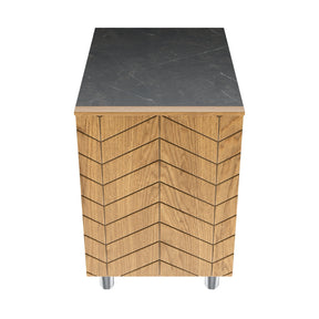 Gastronics Kassentisch Premium – Elegantes Design mit LED-Fischgrätenverkleidung und schwarzem Granit 80 x 85 x 87 cm - CPGASTRO