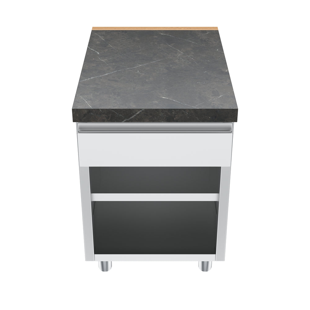 Gastronics Premium Kühltheken-Set – Pizzakühltisch, Salattheke & Kassentisch mit schwarzem Compact im Marmor-Design & LED-Fischgrätenverkleidung 461 x 80 x 145 cm Gastronics - CPGASTRO