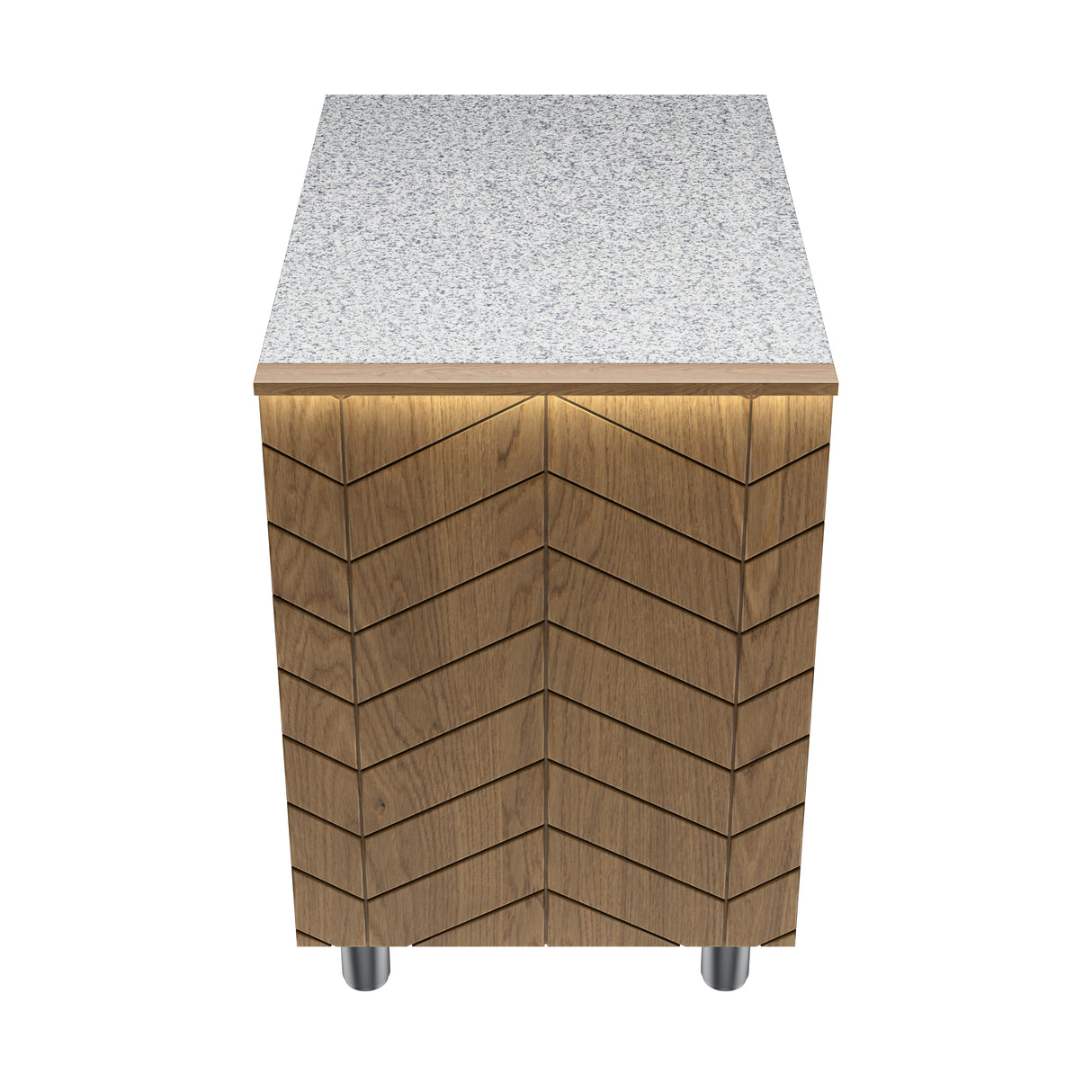 Gastronics Kassentisch Premium – Elegantes Design mit LED-Fischgrätenverkleidung und grauem Granit 60 x 85 x 87 cm