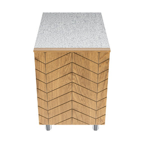 Gastronics Kassentisch Premium – Elegantes Design mit LED-Fischgrätenverkleidung und grauem Granit 80 x 85 x 87 cm - CPGASTRO
