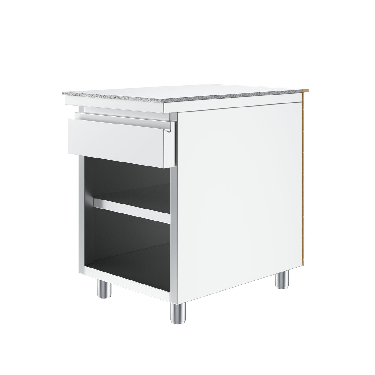 Gastronics Kassentisch Premium – Elegantes Design mit LED-Fischgrätenverkleidung und grauem Granit 60 x 85 x 87 cm