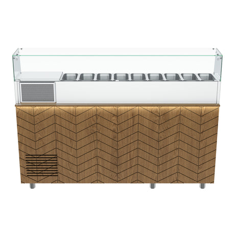 Gastronics Pizzakühltisch Premium – Hochwertige Kühltheke mit schwarzem Compact im Marmor-Design, Fischgrätenverkleidung, LED-Beleuchtung und 2 Türen 154 x 80 x 145 cm Gastronics - CPGASTRO