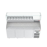 Gastronics Premium Kühltheken-Set – Pizzakühltisch, Salattheke & Kassentisch mit Granit & LED-Fischgrätenverkleidung 461 x 80 x 145 cm Gastronics - CPGASTRO