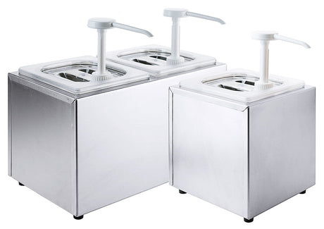 Edelstahl Saucendispenser mit Pumpe 1-2 Behälter / Leer Gestell Contacto - CPGASTRO
