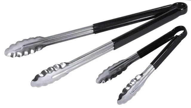 Edelstahl Küchenzange schwarz Vinyl Griff 24-40 cm - CPGASTRO