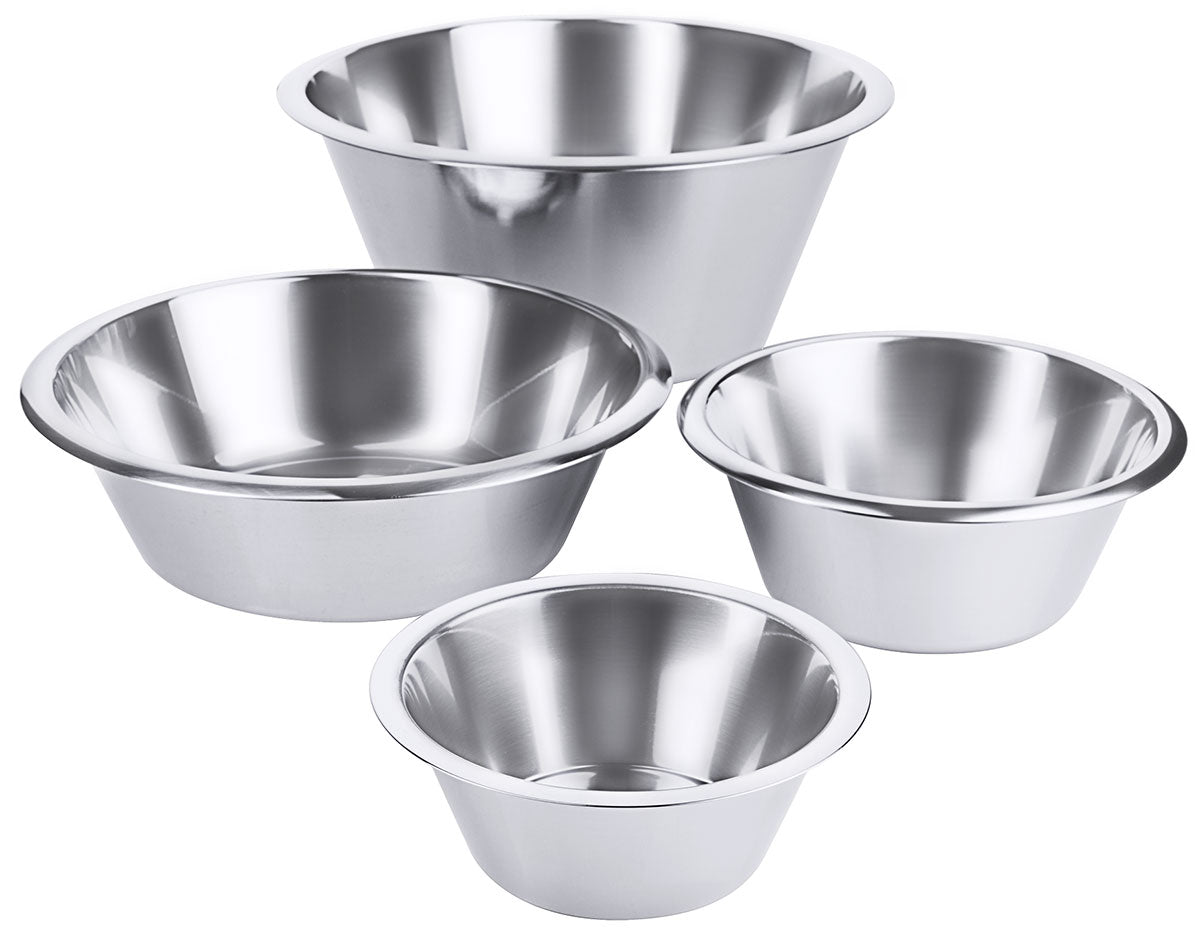 Stainless steel bowl 0.5-14 liters, flat conical shape