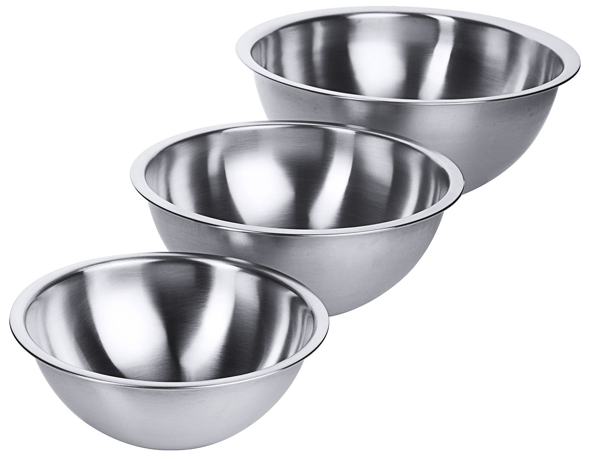 Edelstahl Mixerschüssel Ø 33-50 cm Hochglänzend halbkugelförmig mit flachem Boden