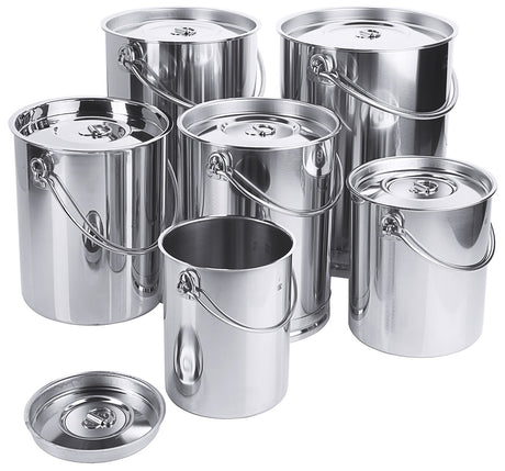 Edelstahl Eimer zylindrisch 2 bis 10 Liter mit Deckel mit oder ohne Bodenreifen Contacto - CPGASTRO