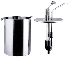 Edelstahl Dispenser rund 4-10 Liter mit Behälter / Griffen - CPGASTRO