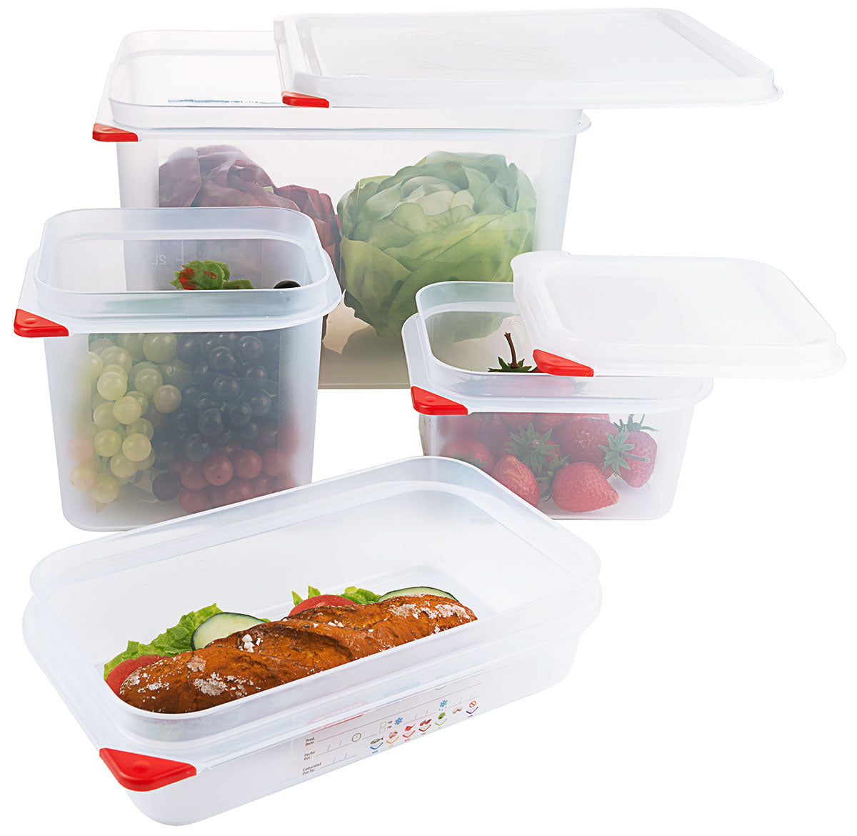 GN Lebensmittelbehälter 65-200 mm Tiefe mit HACCP Farbclip Deckel Contacto - CPGASTRO