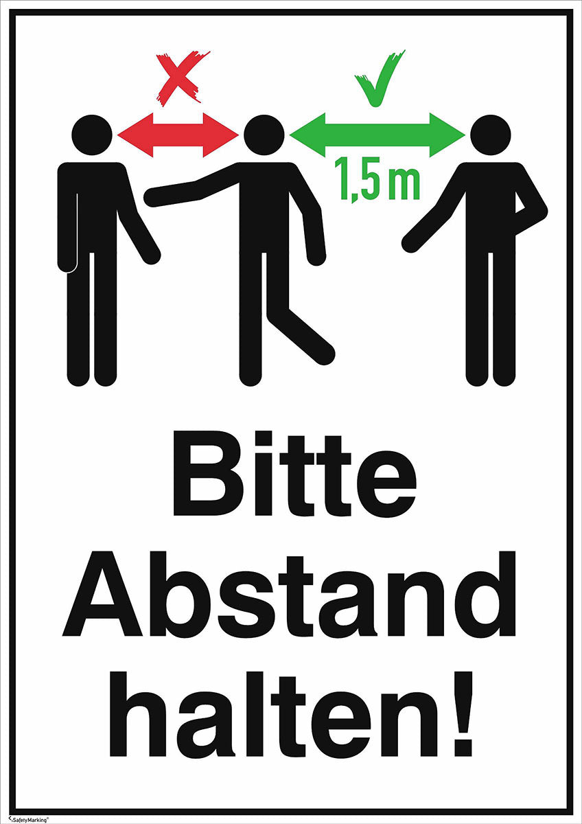 Schild Abstand halten 18x13cm dreifarbig Contacto - CPGASTRO