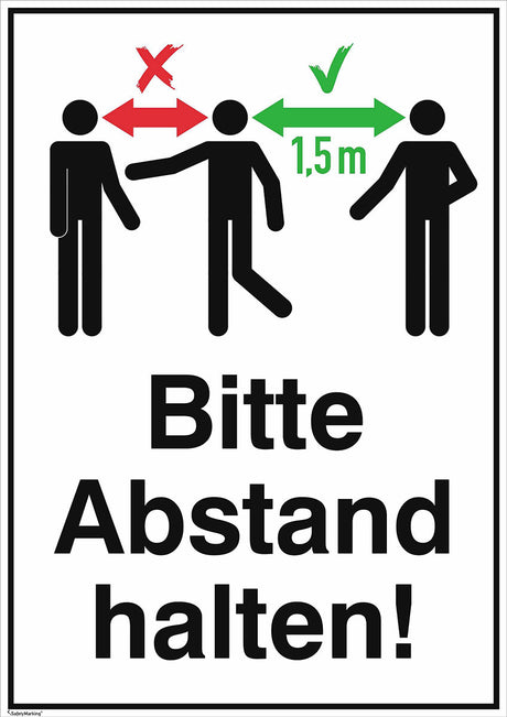 Schild Abstand halten 18x13cm dreifarbig Contacto - CPGASTRO