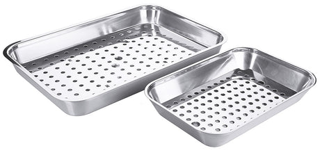 Edelstahl Grill-/ Abtropfschale 35-50 cm mit gelochtem Einsatz Contacto - CPGASTRO