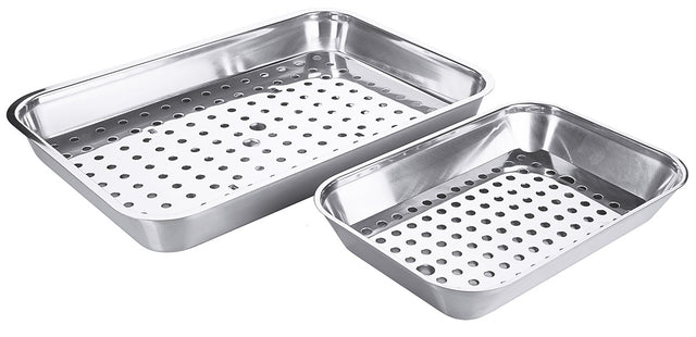 Edelstahl Grill-/ Abtropfschale 35-50 cm mit gelochtem Einsatz Contacto - CPGASTRO