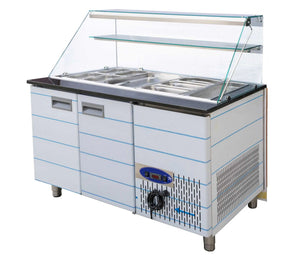 Salattheke mit Aufsatzvitrine 140 cm Hochglanz Granit MIT Verkleidung - CPGASTRO