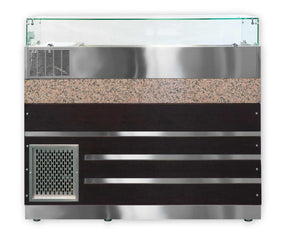 Pizzakühltisch mit Aufsatzvitrine 160 cm Porino Marmor - CPGASTRO