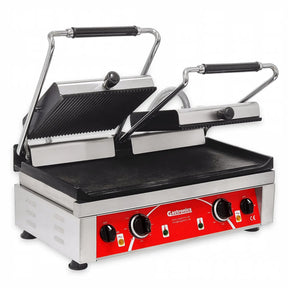 Gastronics KG5530DG Doppel Kontaktgrill – Profi Grill Toaster mit gerillten oberen und glatten unteren Grillplatten - CPGASTRO