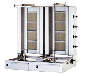 Gastronics Dönergrill / Gyrosgrill 4+4 Brenner Doppelmaschine Motor unten - CPGASTRO