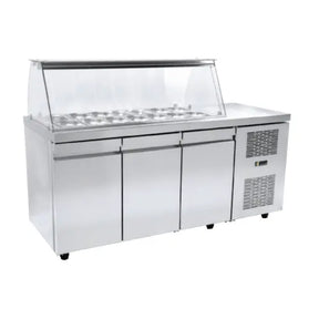 Gastronics Salattheke mit Kassentisch Premium – Kühltheke mit extra breiter Arbeitsfläche 188 x 70 x 125 cm, 80 cm Arbeitsfläche - CPGASTRO