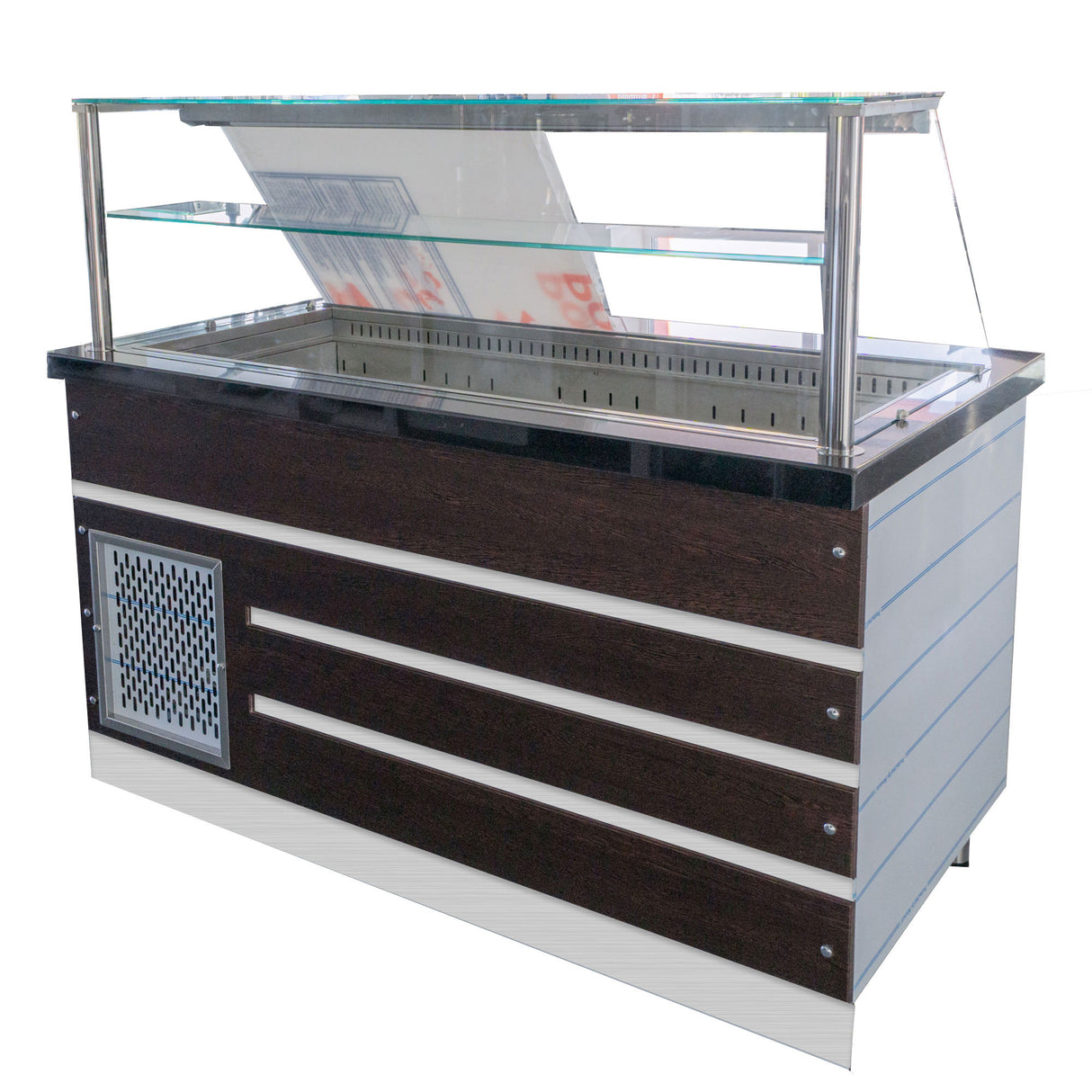 Salattheke SL-D-150 GW BRS TV Umluft  Obere Lüftung Schwarz Granit 4x GN 1/1 Dekor Wenge 3 Gastronics - CPGASTRO