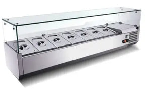 Kühlaufsatzvitrine GN 1/4, 140 x 34 mit Glasaufsatz - CPGASTRO
