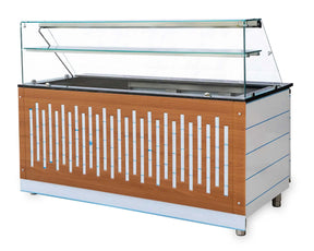 Salattheke mit Aufsatzvitrine 180 cm Hochglanz Granit - CPGASTRO
